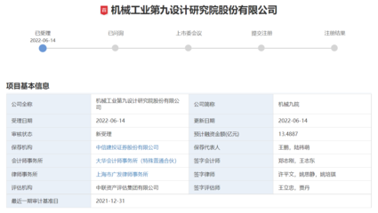 機(jī)械九院擬IPO 研發(fā)投入過億，信息技術(shù)咨詢服務(wù)引領(lǐng)創(chuàng)新